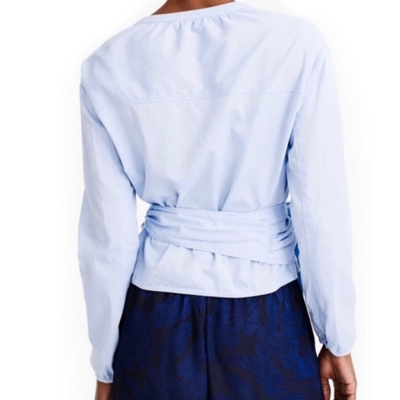 JCrew Sara Oxford Wrap Top Blue Size XXS - Picture 3 of 9